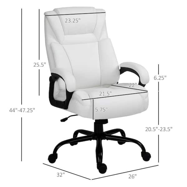 Vinsetto White, Big and Tall Executive Office Chair 400 lbs. Computer Desk  Chair with High Back PU Leather Ergonomic Upholstery 921-470WT - The Home  Depot