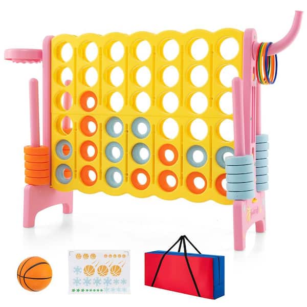 Giant Party Connect Plastic 4-in-a-Row Game, Oversized Jumbo 4-to-Score Game Set w/Quick-release Lever, Yellow