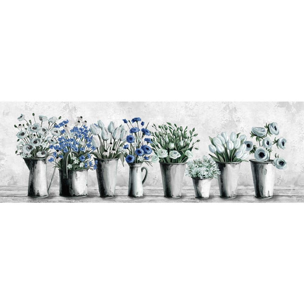 Tulips and Blues by Parvez Taj Unframed Canvas Nature Art Print 5 in. x 15 