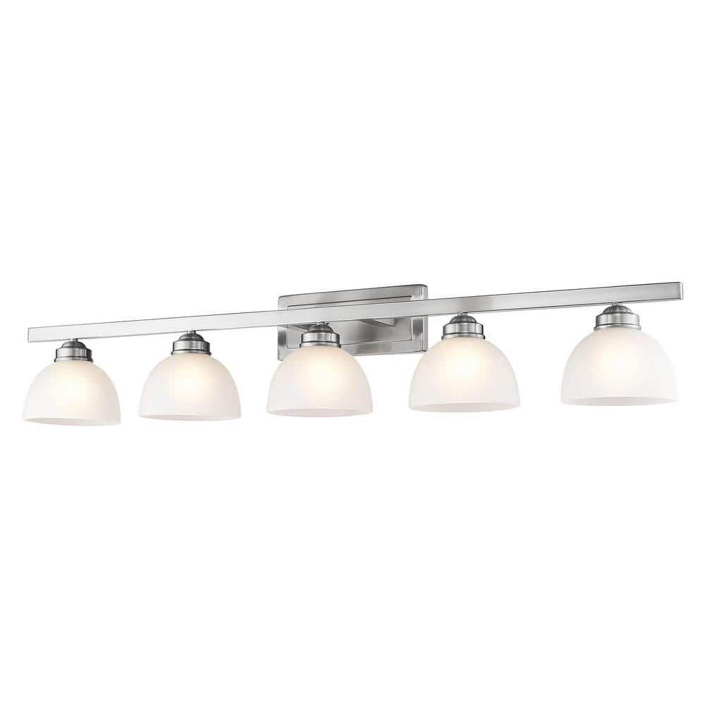 Somerset Brushed Nickel 5-Light Bath Vanity with Satin Glass