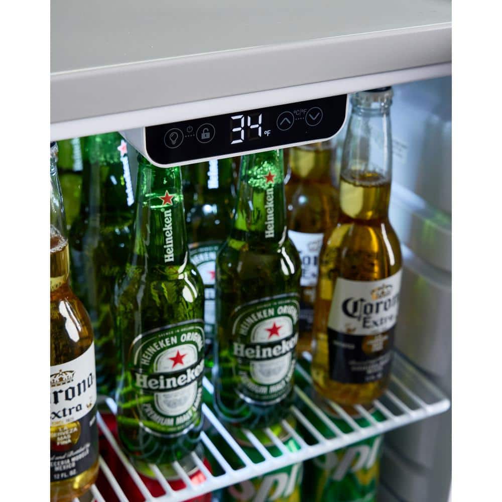 Silver Glass Door Display Refrigerator with Adjustable Shelves