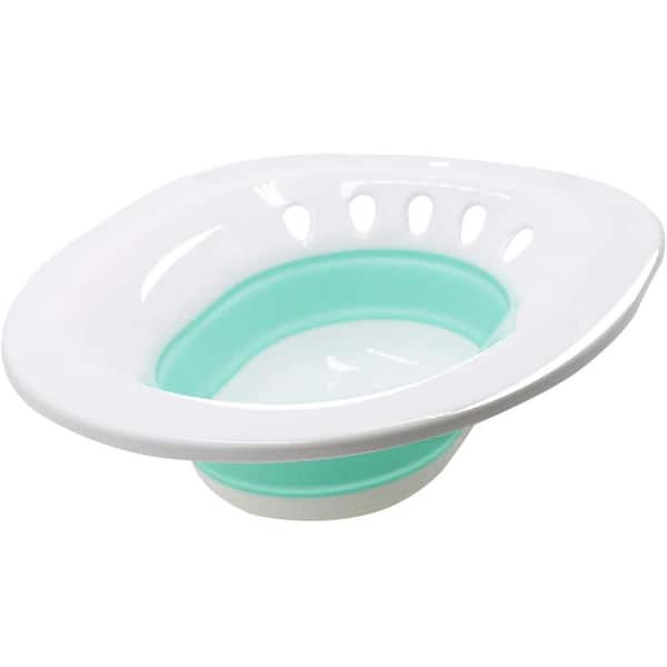 Collapsible Sitz Bath for Toilet Seat Hemorrhoids Postpartum Care Women Wider Seating Deeper Bowl Durable Design Green