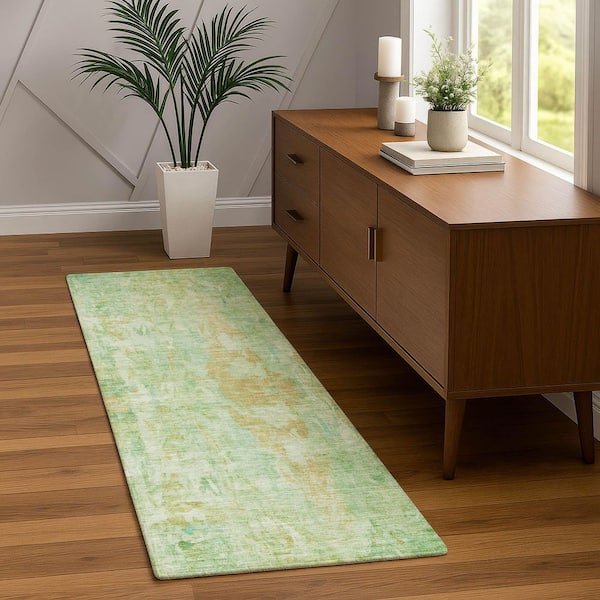Chantille Machine Washable Indoor/Outdoor Abstract ACN2310 Basil 2 ft. 3 in. x 7 ft. 6 in. Runner Rug
