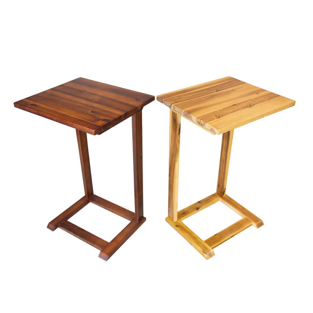 Solid Acacia Dark Mahogany C-Table with Clear Lacquer Finish