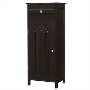 14 in. W x 12 in. D x 34.5 in. H Brown Freestanding Bathroom Linen Cabinet Floor Cabinet with Cupboard and Drawer