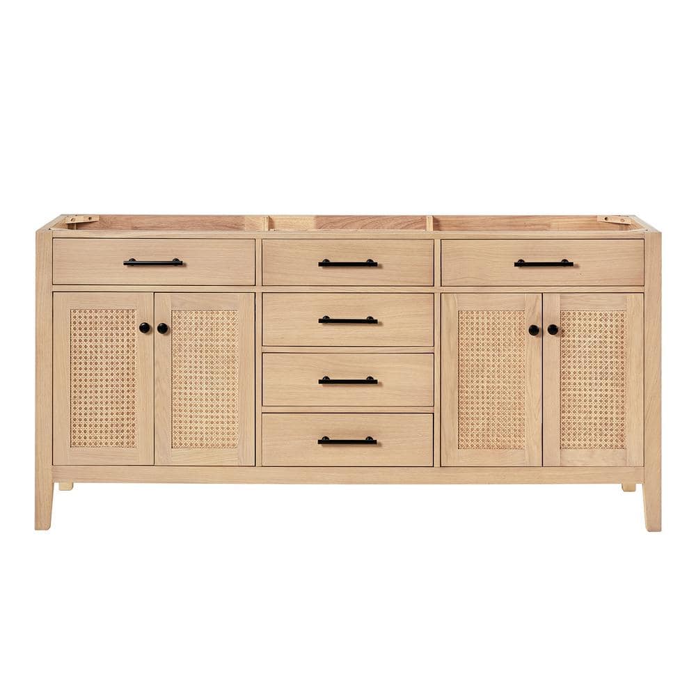 Camila 72" Light Brown Oak Freestanding Double Vanity