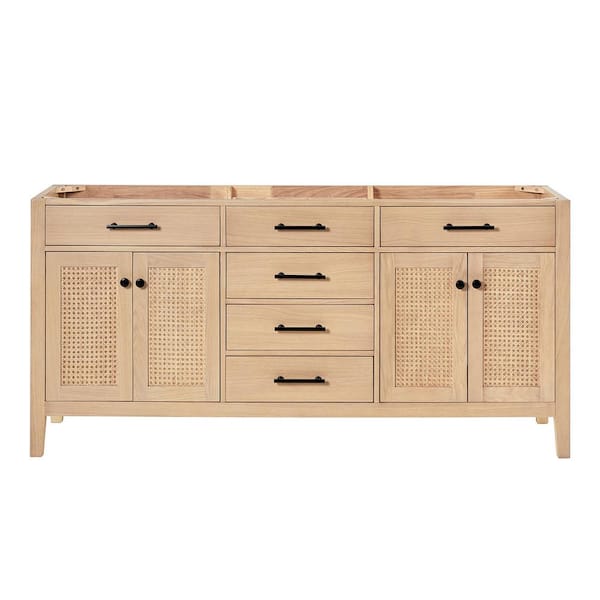 ARIEL Camila 72 in. W x 21.5 in. D x 34.5 in. H Bath Vanity Cabinet without Top in White Oak
