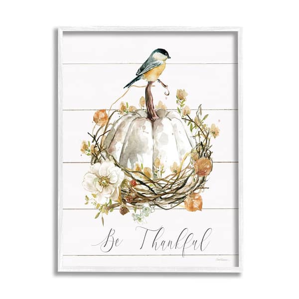 Stupell Industries Be Thankful Fall Florals by Carol Robinson 1-Piece Framed Graphic Print Nature Poster Art Print 14 in. x 11 in.