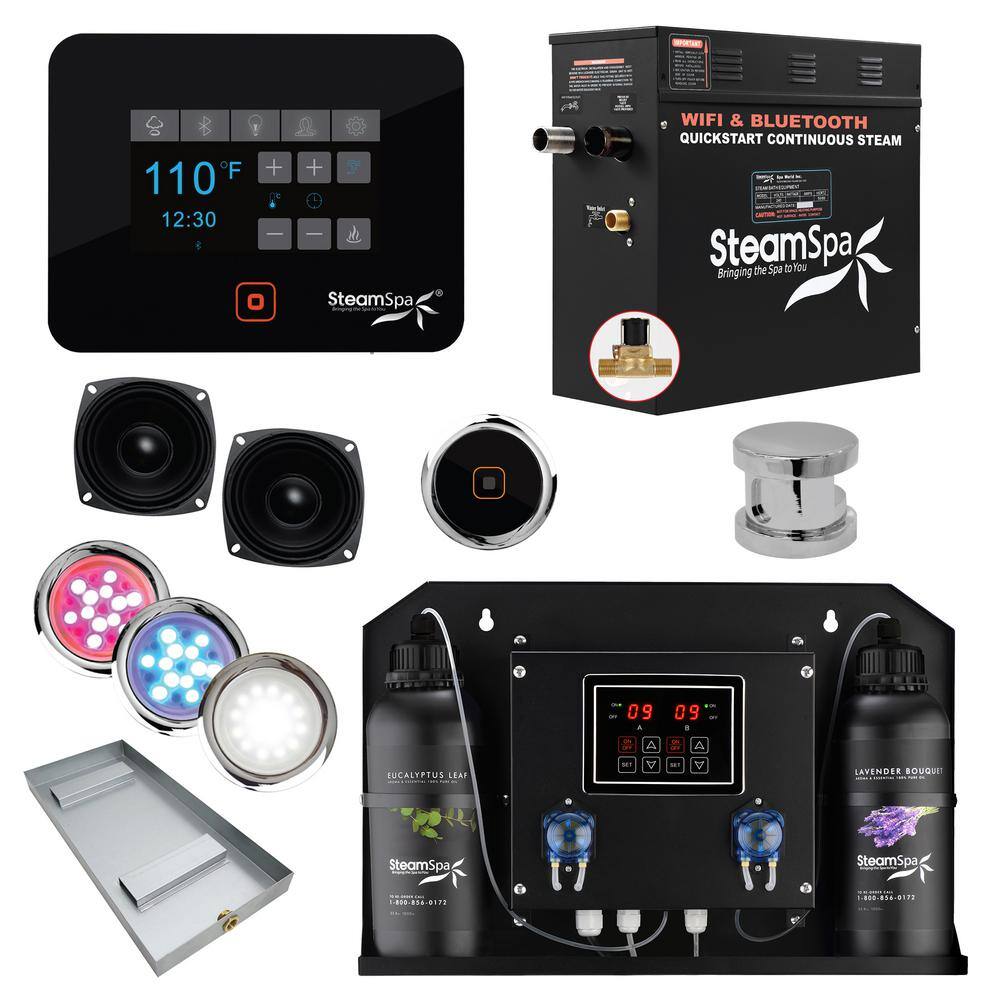 SteamSpa Black Series 9kW Steam Bath Generator with Wireless Bluetooth ...