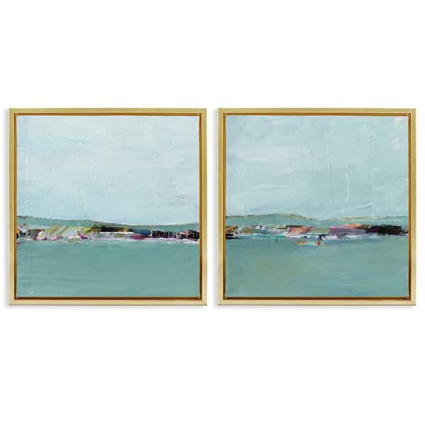 Stupell Industries Abstract Sea Distant Cliffs by Ethan Harper 2-Pieces Gold Floater Frame Abstract Graphic Art Print 18 in. x 18 in.