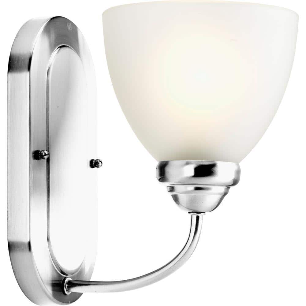 Heart Collection Polished Chrome 1-Light Bath Vanity with Etched Glass Shade
