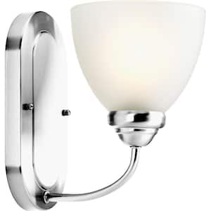 Heart Collection 1-Light Polished Chrome Etched Glass Farmhouse Bath Vanity Light