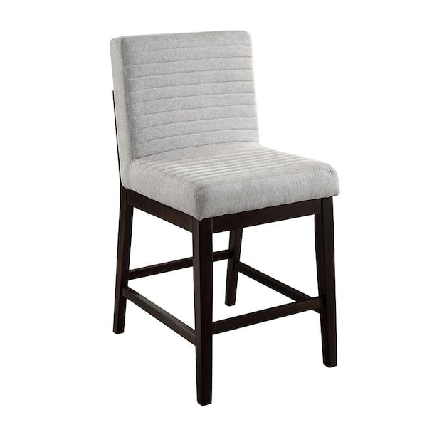 Edwyn Gray Linen and Espresso Finish Wood Stool