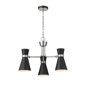 Westinghouse Exton 3-Light Matte Black Chandelier with Gun Metal Shades ...