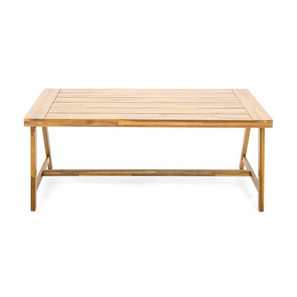 Teak Finish 59 in. Rectangular Solid Wood Outdoor Dining Table ZN