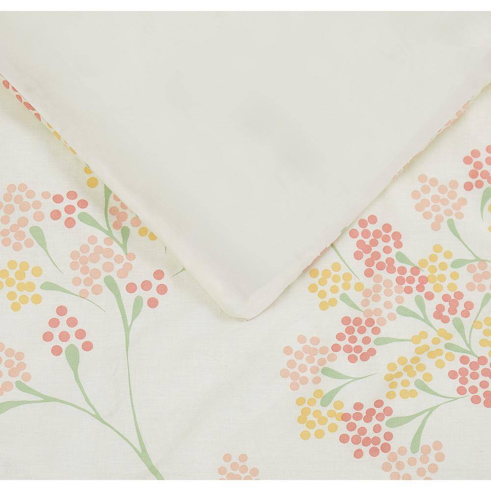 Ivory Floral Cotton King Comforter Set with Shams