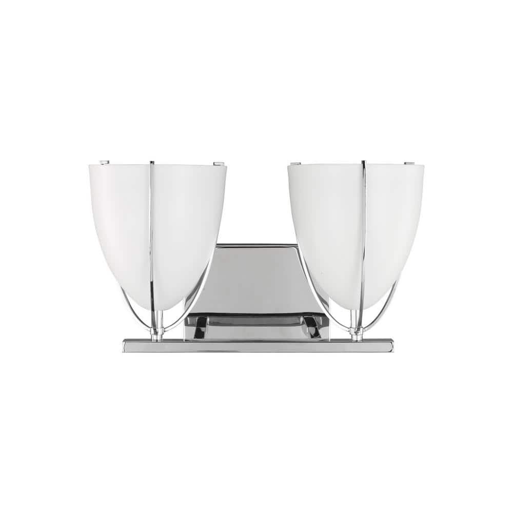 Bentlee Chrome and White Steel 2-Light Vanity Light