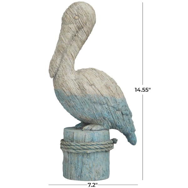 Litton Lane Blue Polystone Textured Ombre Bird Sculpture with Rope Details  043527 - The Home Depot