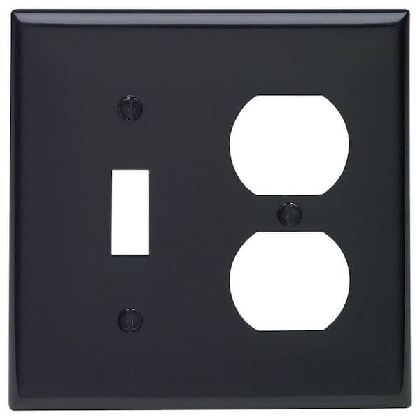 Leviton Black 2-Gang 1-Toggle/1-Duplex Wall Plate (1-Pack)