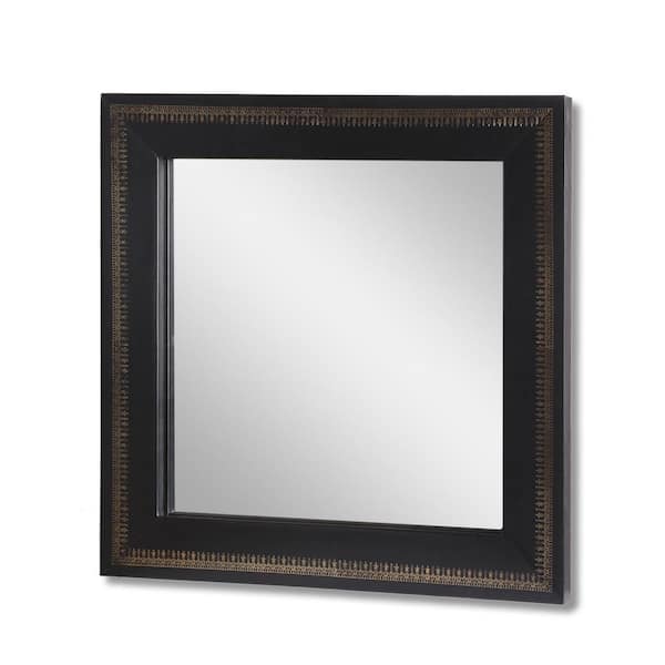 Afoxsos 1.00 in. W x 23.00 in. H Wall Black Mirror with Golden Embossing (TC Goat Leather)