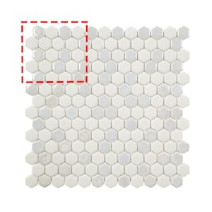 White Iridescent Hexagon 6 in. x 6 in. Recycled Glass Glossy and Matte Mosaic Floor and Wall Tile (0.25 sq.ft.)