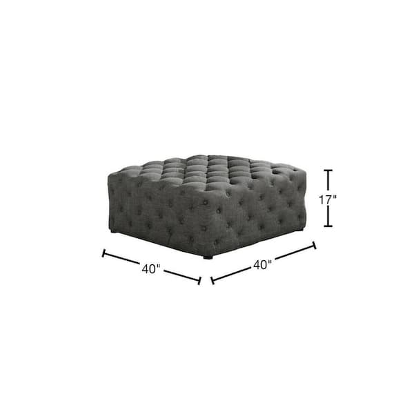 Bevis 40 in. Grey Tufted Velvet Squar...