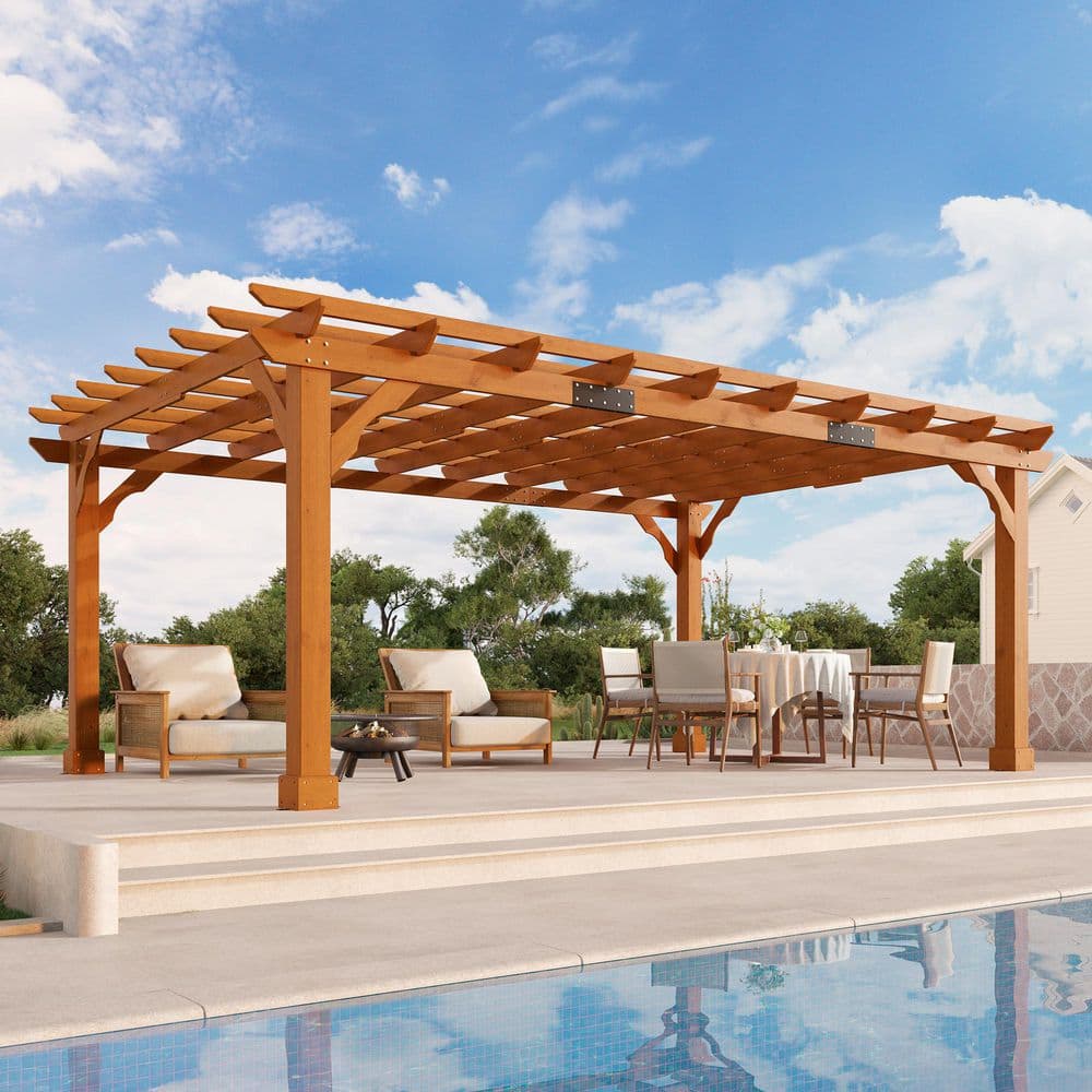 Premium 12 ft. x 16 ft. Reddish-Brown Cedar Pergola price history on PriceWatchPro