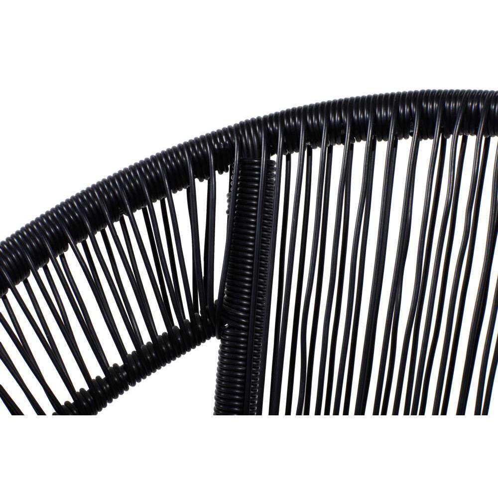 Mid-Century Modern Black Woven Patio Dining Chair
