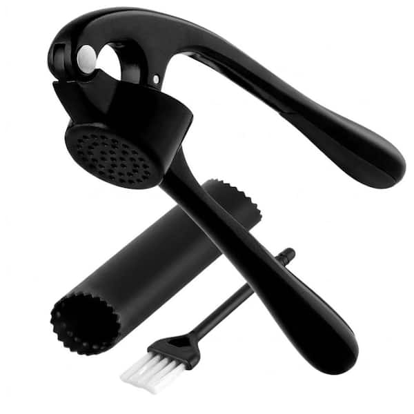 Premium Garlic Press Set - Rust Resistant Garlic Mincer with Ergonomic Handle, Peeler and Cleaning Brush