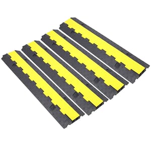 11000 lbs. Load Capacity 2 Channels Rubber Modular Speed Bump Cable Protector Ramp (4-Pack)