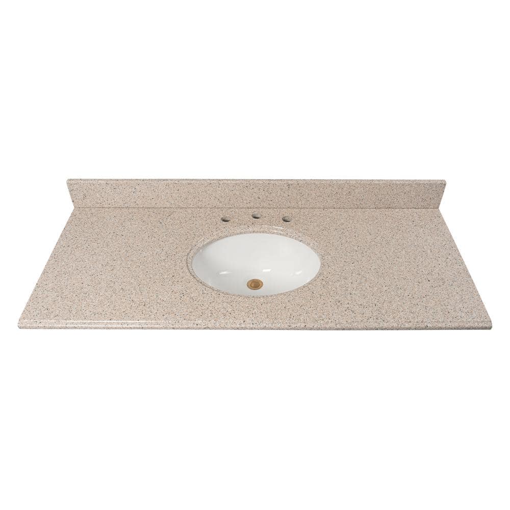 Home Decorators Collection 49 in. W x 22 in D Granite White Round Single Sink Vanity Top in Beige -  GT49BG-O
