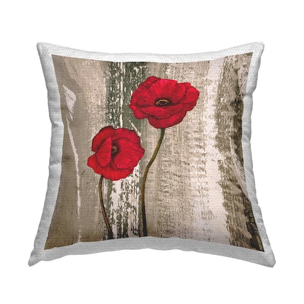 Stupell Industries Rustic Red Anemones Red Square Outdoor Throw Pillow