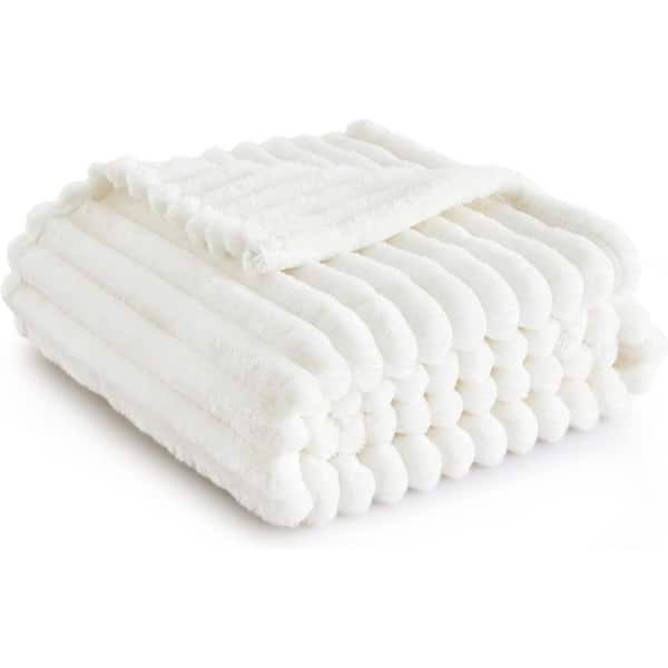 Modern Polyester Off White Throw Blanket for Couch-GentleSoft Cozy Blankets for Women
