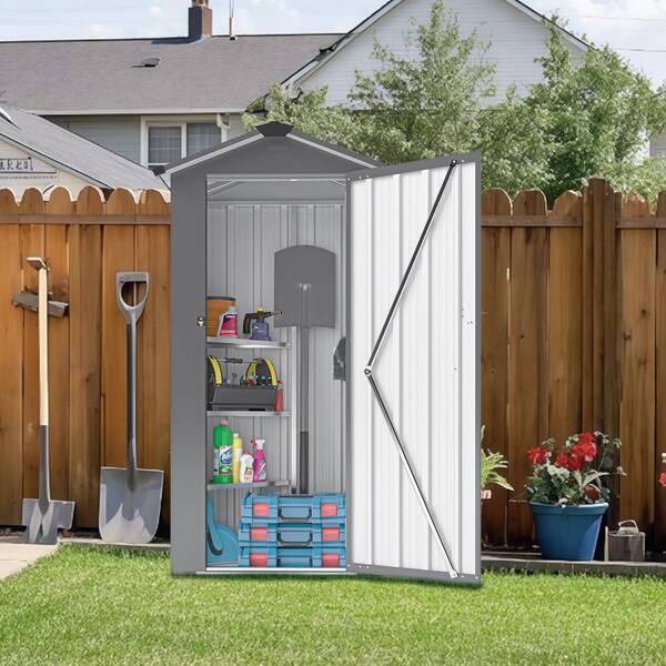 Unbranded - 1.41 ft. W x 2.46 ft. D x 5.80 ft. High Quality Galvanized Metal Shed with Solid Lock System in Black (14 sq. ft.)