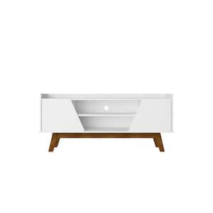Marcus White Mid-Century Modern TV Stand Fits TVs Up to 55 in. with Solid Wood Legs