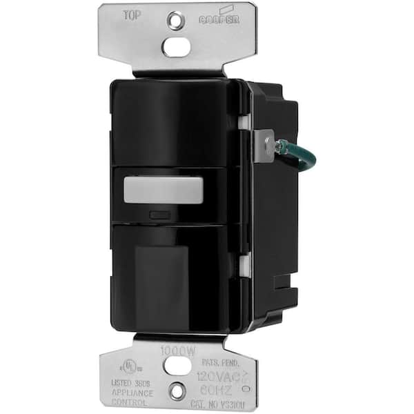 Eaton Motion-Activated Vacancy Sensor Wall Switch, Black