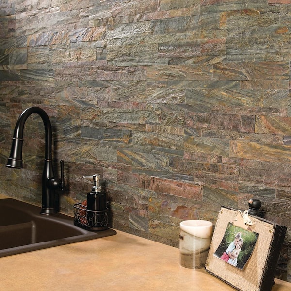 23.6 in. x 5.9 in. Weathered Quartz Peel and Stick Stone Decorative Tile Backsplash