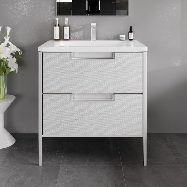 Jasmine 32 in. Single Sink White Bath Vanity with White Acrylic Top (Assembled)