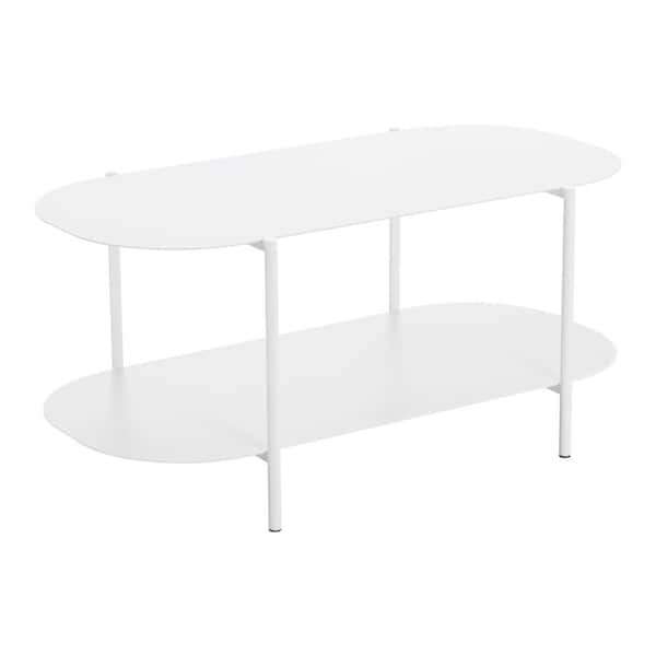 ZUO Pullman 39.4 in. White Specialty shape Steel/Metal Top Coffee Table