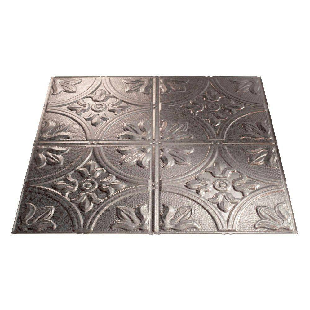 Galvanized Steel Traditional Decorative Vinyl Ceiling Panels 24" x 24" (5 Pack)