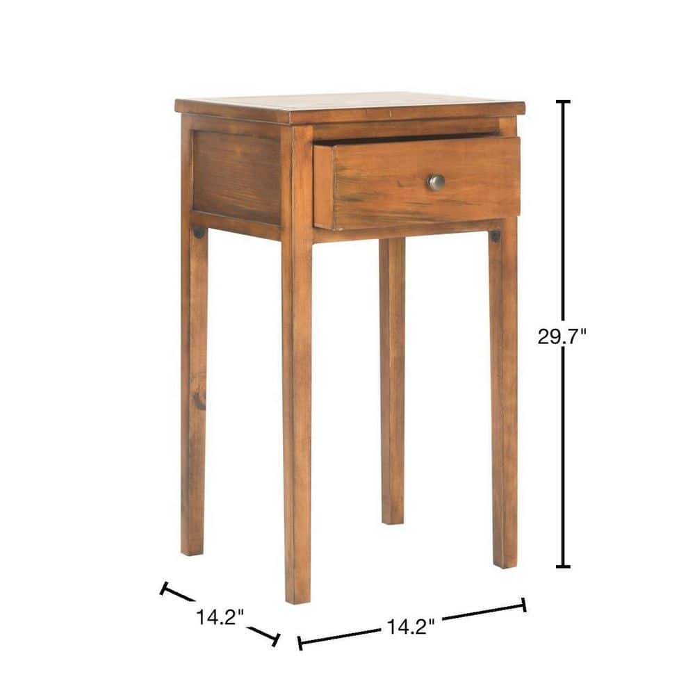 Transitional Abel Brown Pine and Stone Nightstand with Storage