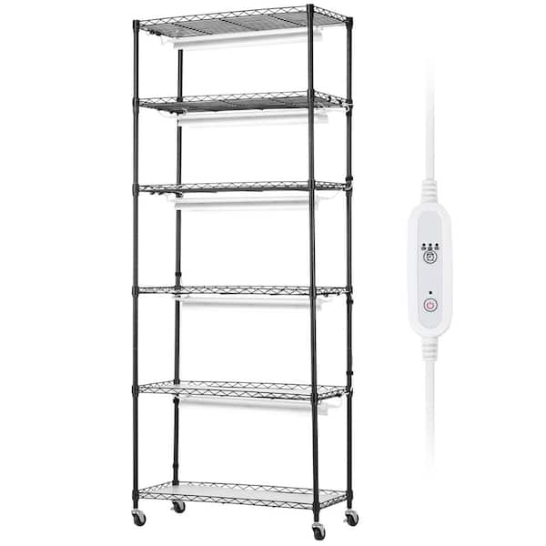 Plant Stand with Grow Light, 6-Tier Large 150-Watt Shelf, 3 Mode LED with Timer and Wheel for Seed Starting