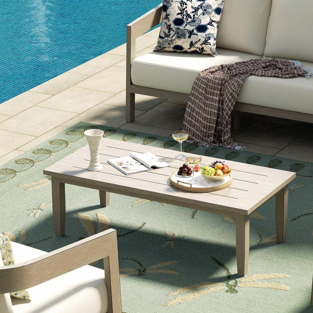 Harmonti Driftwood Aluminum Patio Outdoor Coffee Table