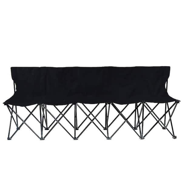 Trademark Innovations Portable 5-Seater Folding Team Sports Sideline Bench with Back (Black)