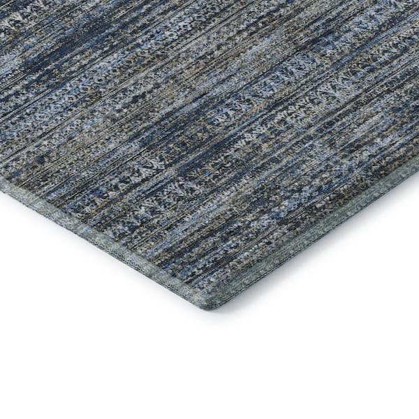 Mayfield Premium Machine Washable Abstract AMF1971 Denim 3 ft. x 5 ft. Area Rug