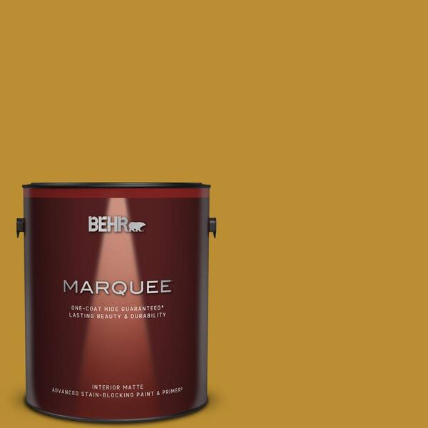 BEHR MARQUEE 1 gal. #360D-7 Brown Mustard Matte Interior Paint & Primer