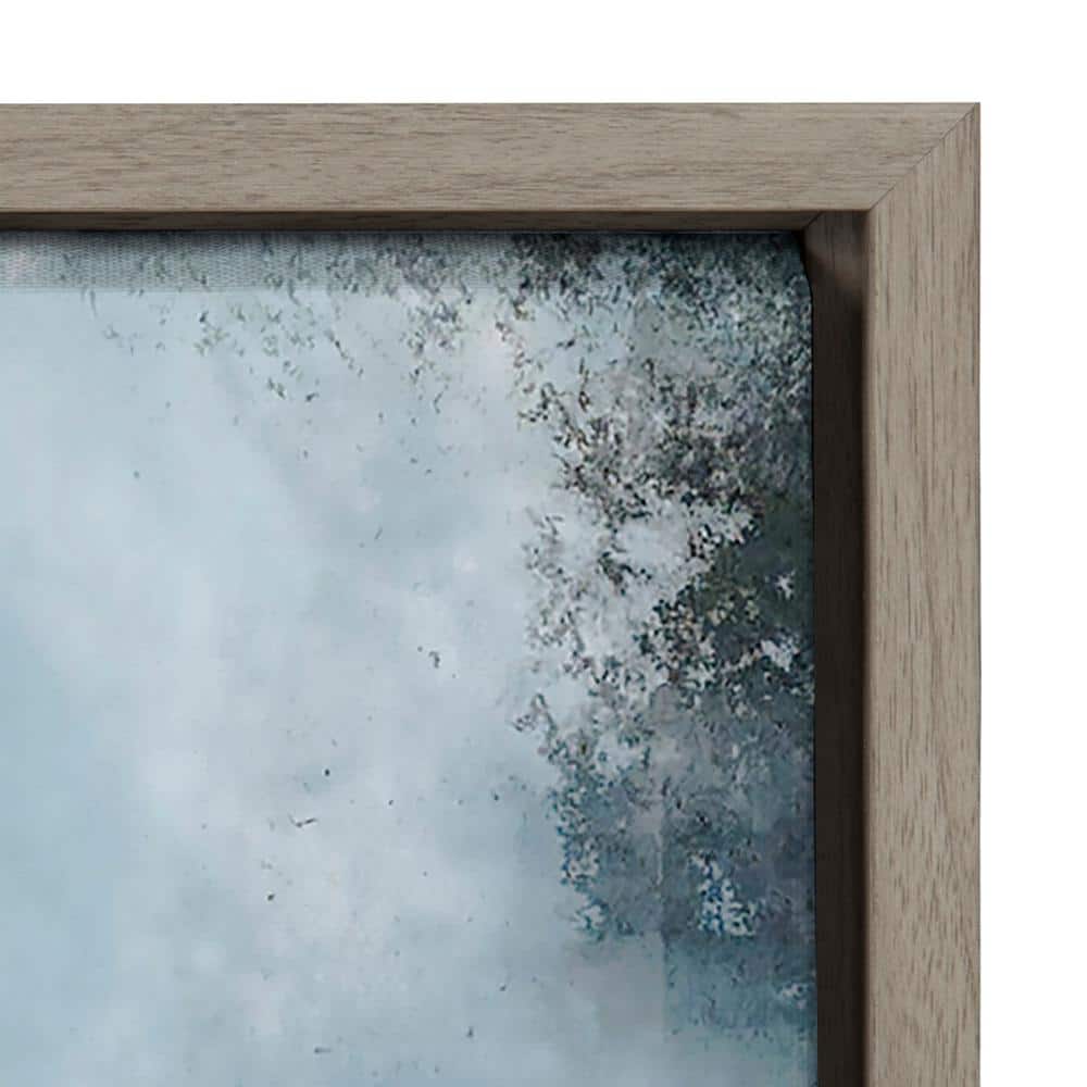 Sylvie Aqua and Gray Abstract Canvas Art with Polystyrene Frame