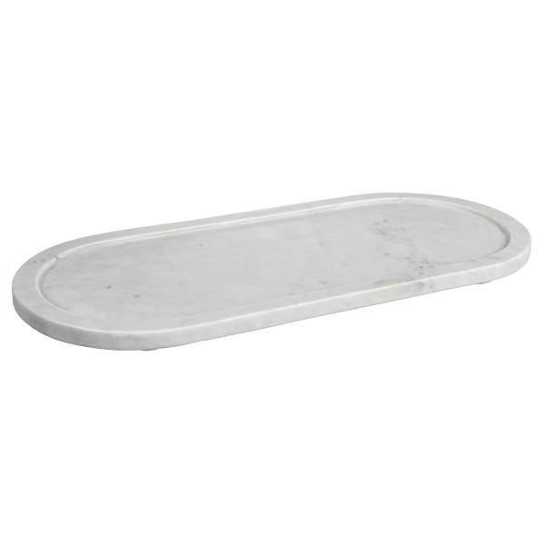 Bloomingville White Oval Marble Serving Tray with Raised Edge