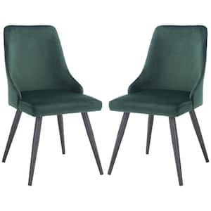 Zoi Malachite Green/Black 16.14 in. Wood Dining Chair (Set of 2)