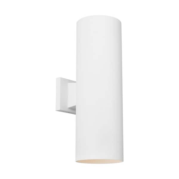 Outdoor Cylinders Large 2-Light Textured White StoneStrong Outdoor Wall Lantern